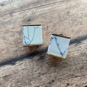 White Marbled Earrings